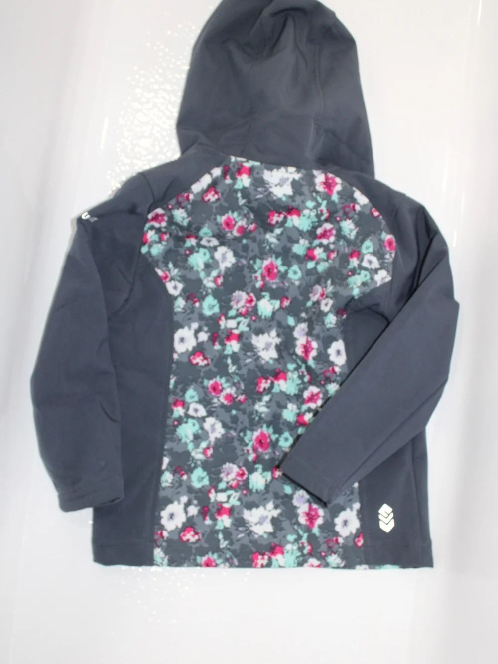 Free Country Navy Floral Rain Jacket with Teal Trim